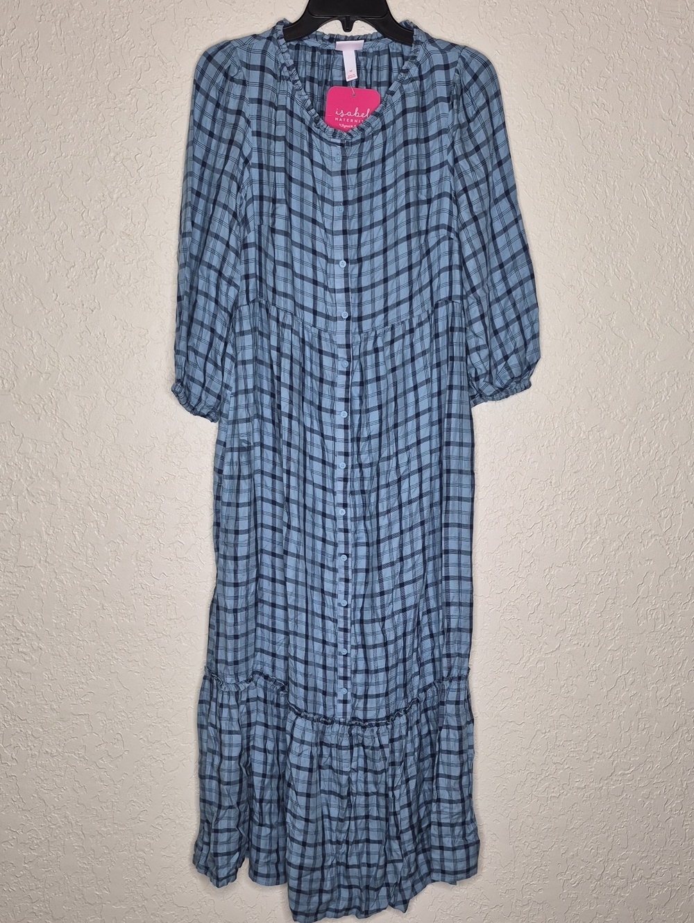 Isabel Maternity By Ingrid & Isabel Plaid Dress Blue Size M